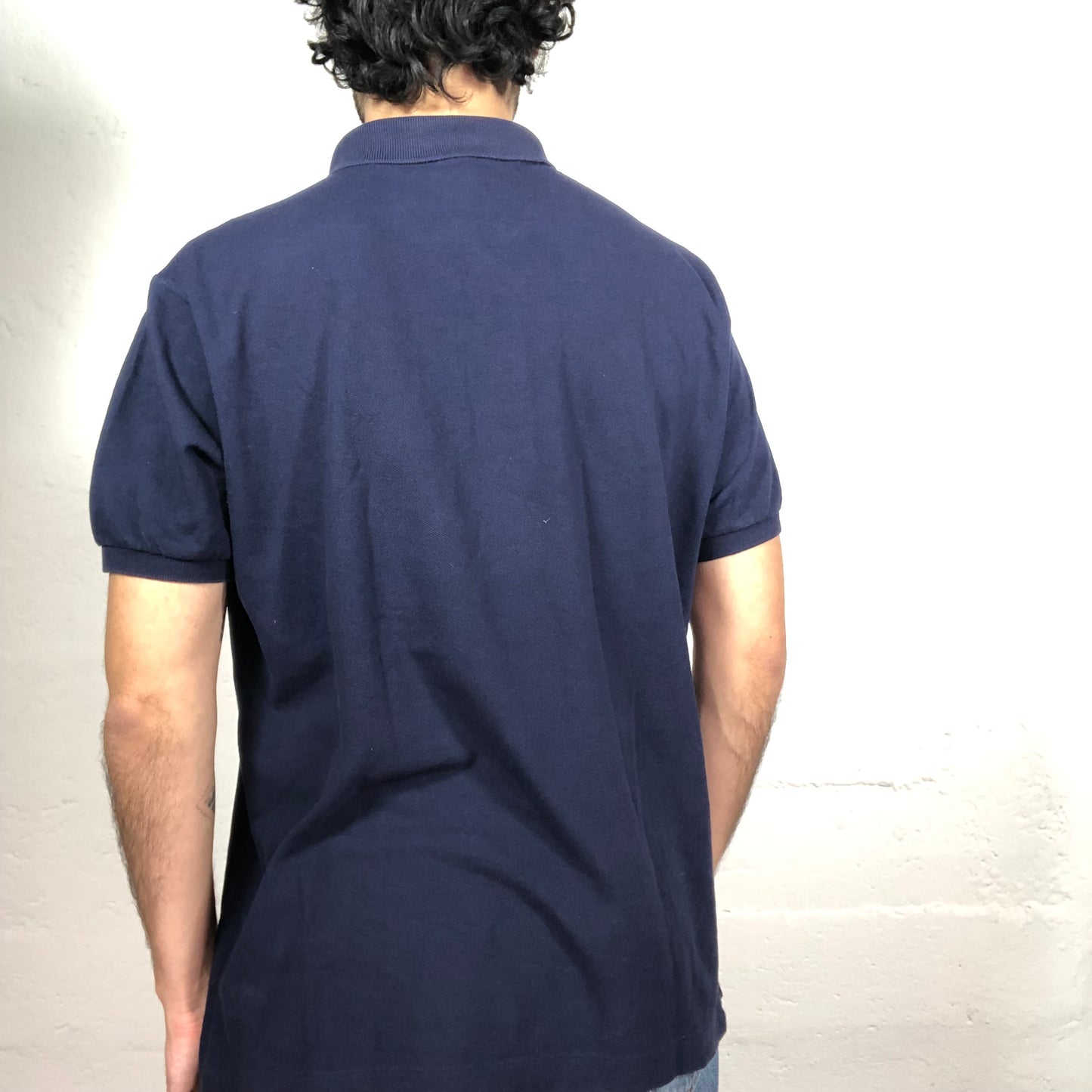 Vintage 90‘s Lacoste Old Money Style Midnight Blue Polo T-Shirt with Logo Embroidery