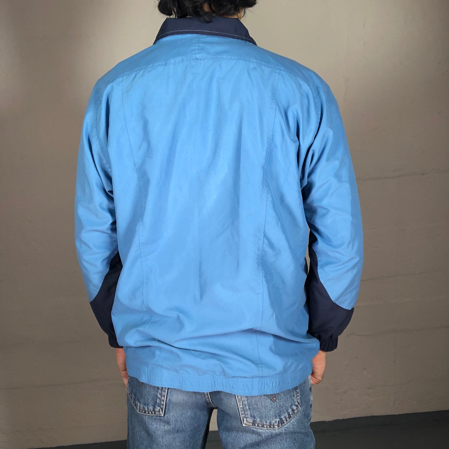 Vintage 90’s Archive Adidas Sporty Sky Blue Zip Up Rubbered Trim Jacket (M)